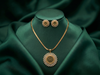Green circle Thewa sets with White Beads