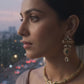 Regal vintage gold-toned collar necklace set with polki kundan drops